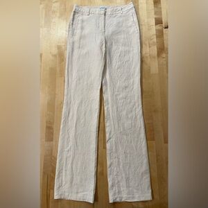 J. McLaughlin Linen Cream Color Straight Leg Pants